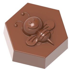 Chocolate mold bee on hexagon - Image 1