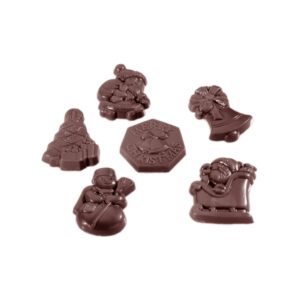 Chocolate mold caraque christmas garnish 6 fig - Image 1