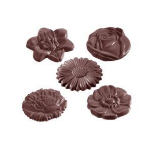 Chocolate mold flower caraque round 5 fig - Image 1
