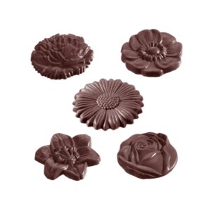 Chocolate mold flower caraque round 5 fig - Image 1