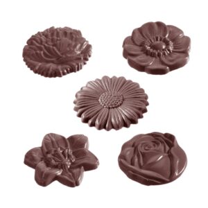 Chocolate mold flower caraque round 5 fig - Image 1